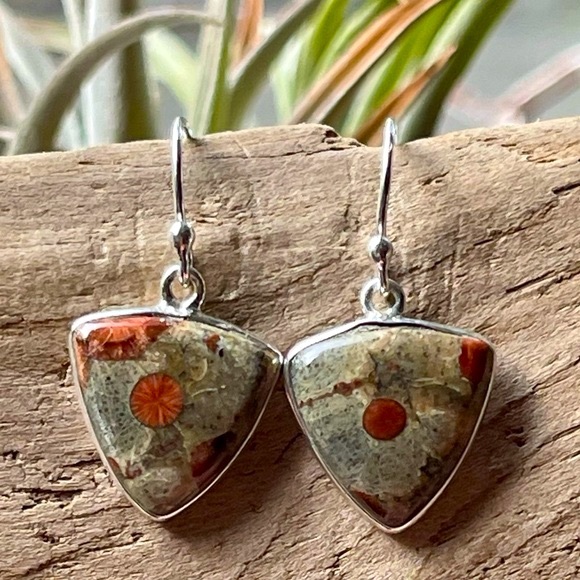 Natural Peanut Obsidian 925 Sterling Silver Earrings - Picture 3 of 9